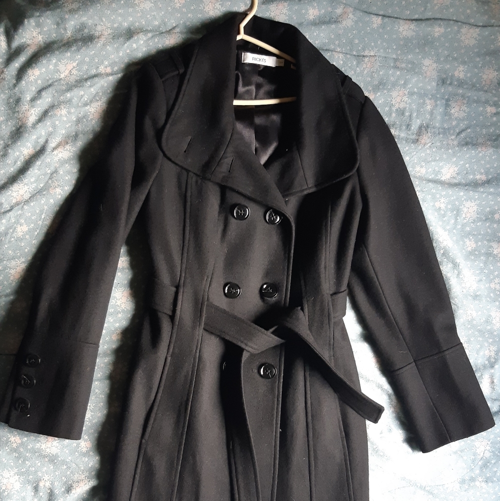 RICKIS DRESS PEACOAT BELTED BLACK